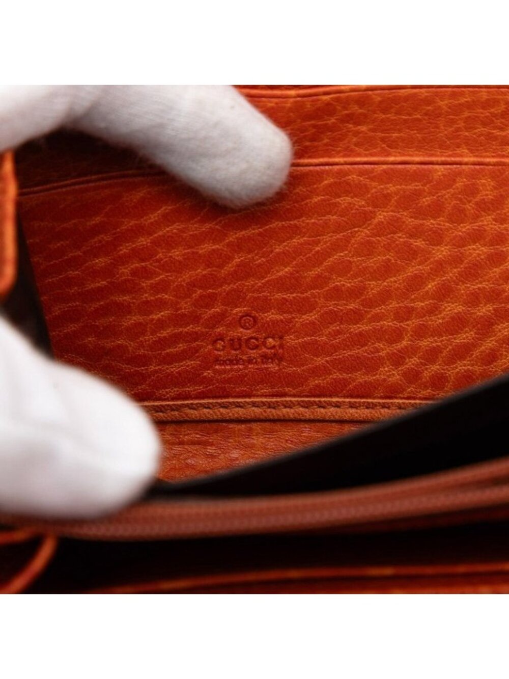 Gucci GG Canvas Bamboo Zip Around Wallet Tassel Orange Beige - Picture 5 of 6